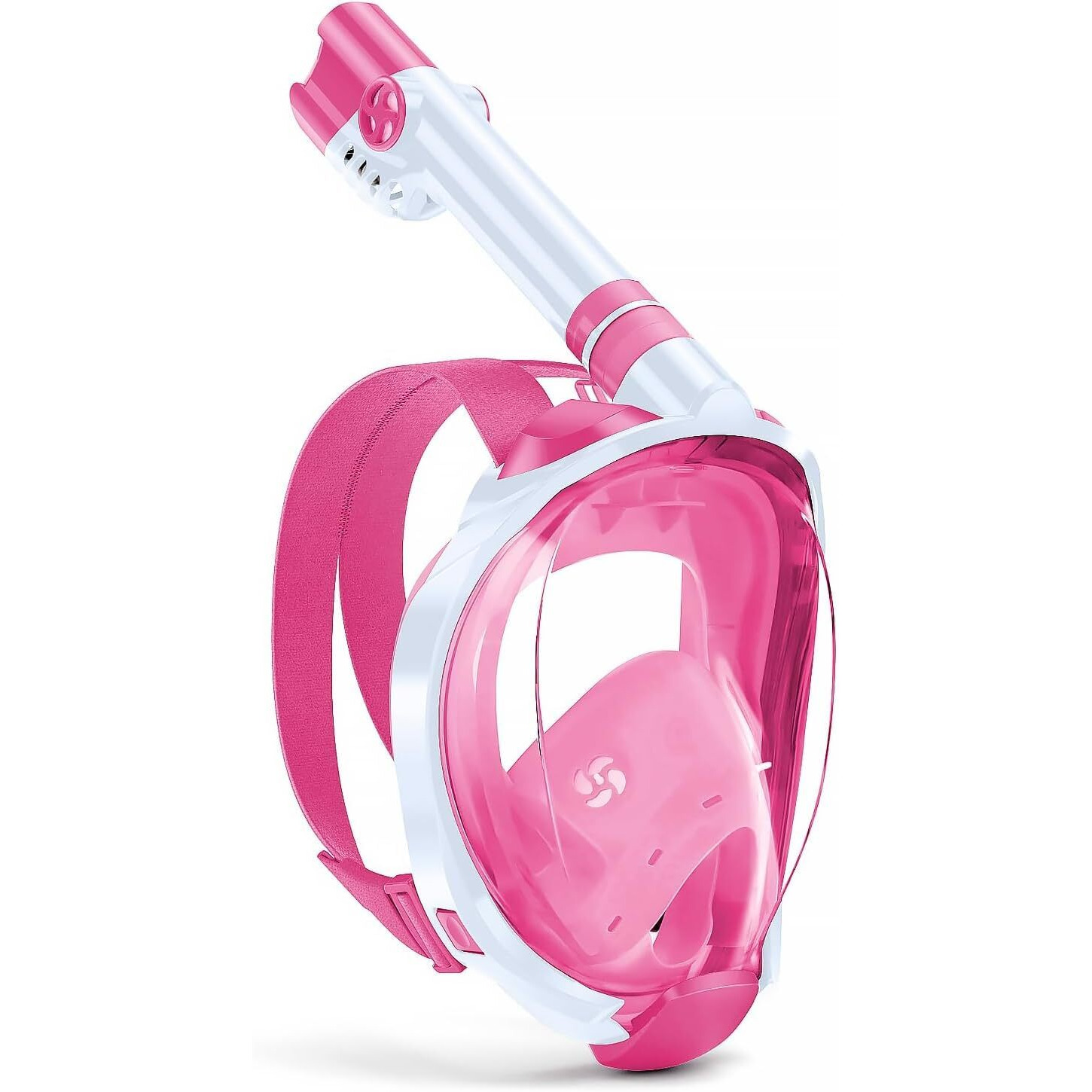 Delavala Full Face Snorkeling Mask Diving Gear - Latest Dry Top System,180 Degree Panoramic View Snorkeling Mask with Camera Mount,Safe Breathing,Anti-Leak Anti-Fog-Swim Fins (Pink - Large X-Large)