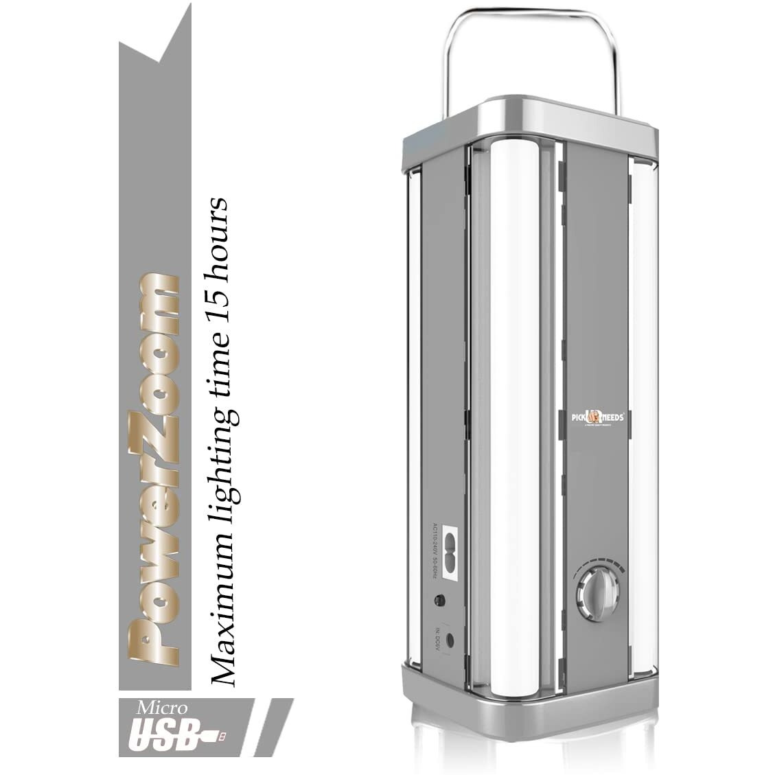 Pick Ur Needs Rechargeable Home Emergency 4 Tube Lantern Light with Hanging Handle (White)
