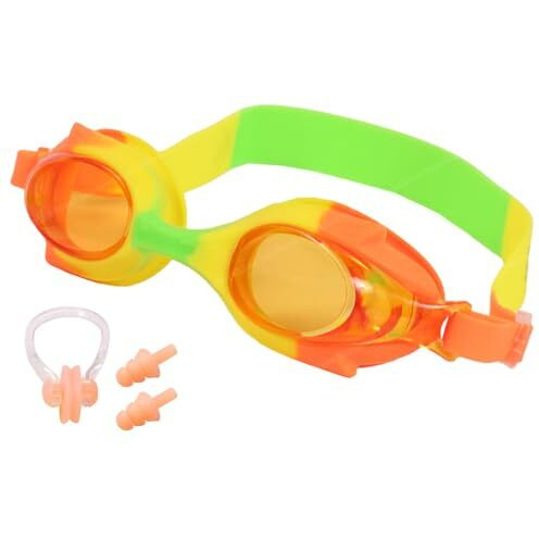 Toyshine Kids Swimming Goggles, Child (Age 4-12) Waterproof Swim Goggles (1PC) Clear Vision Anti Fog UV Protection with Earbuds and Nose Clip Set,Color May Vary SSTP