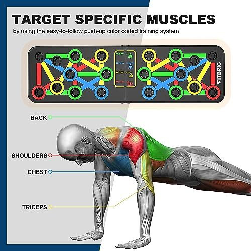 FITBRIG Professional Multifunction Push Up Board Foldable 15 in 1 Push Up Rack Comprehensive Fitness Exercise Workout Push-up Stands Body Building Training Gym for Men and Women (Multi-Color)