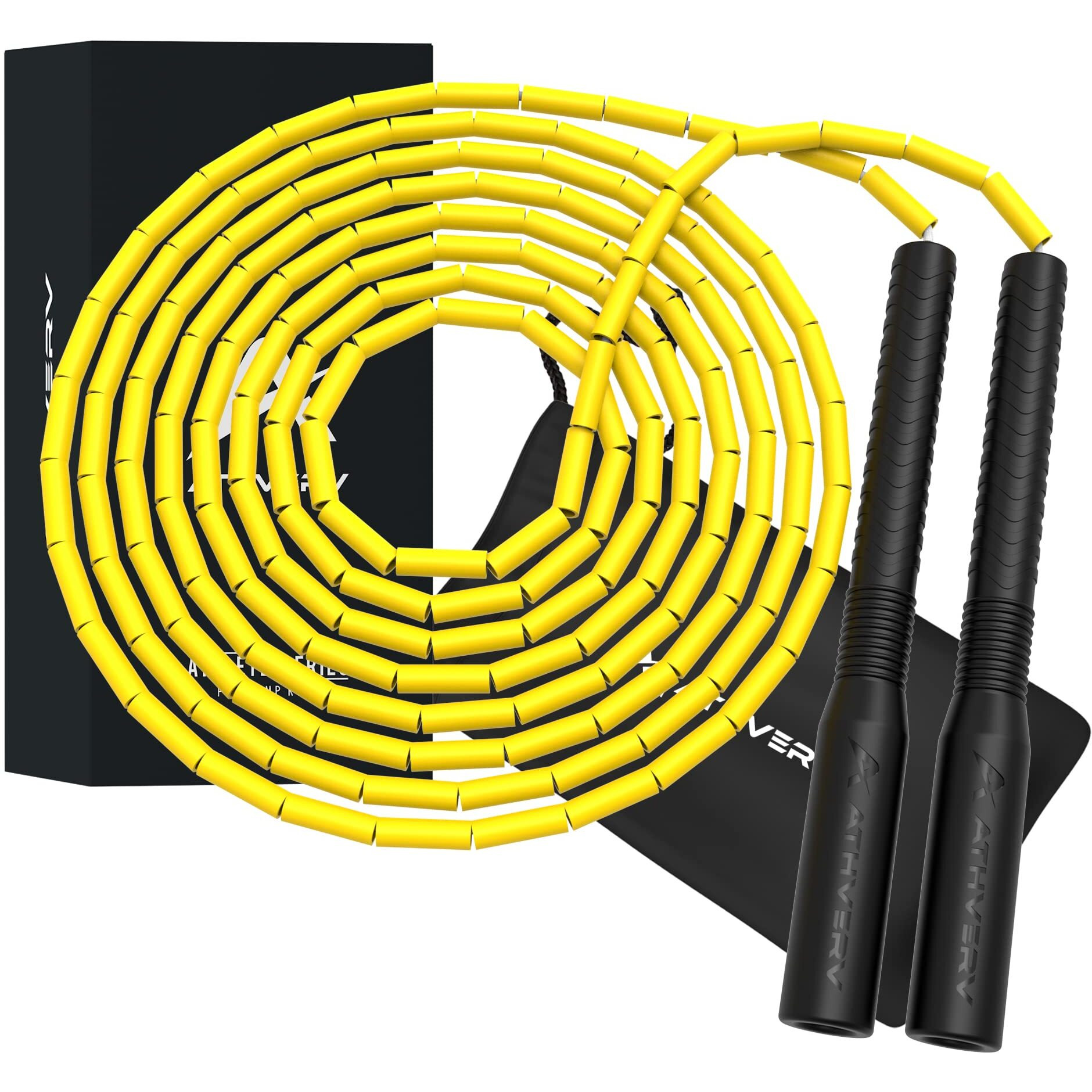 Athverv Freestyle Beaded Long Handle Jump Rope, 1 Inch Beaded Skipping Rope for Tricks