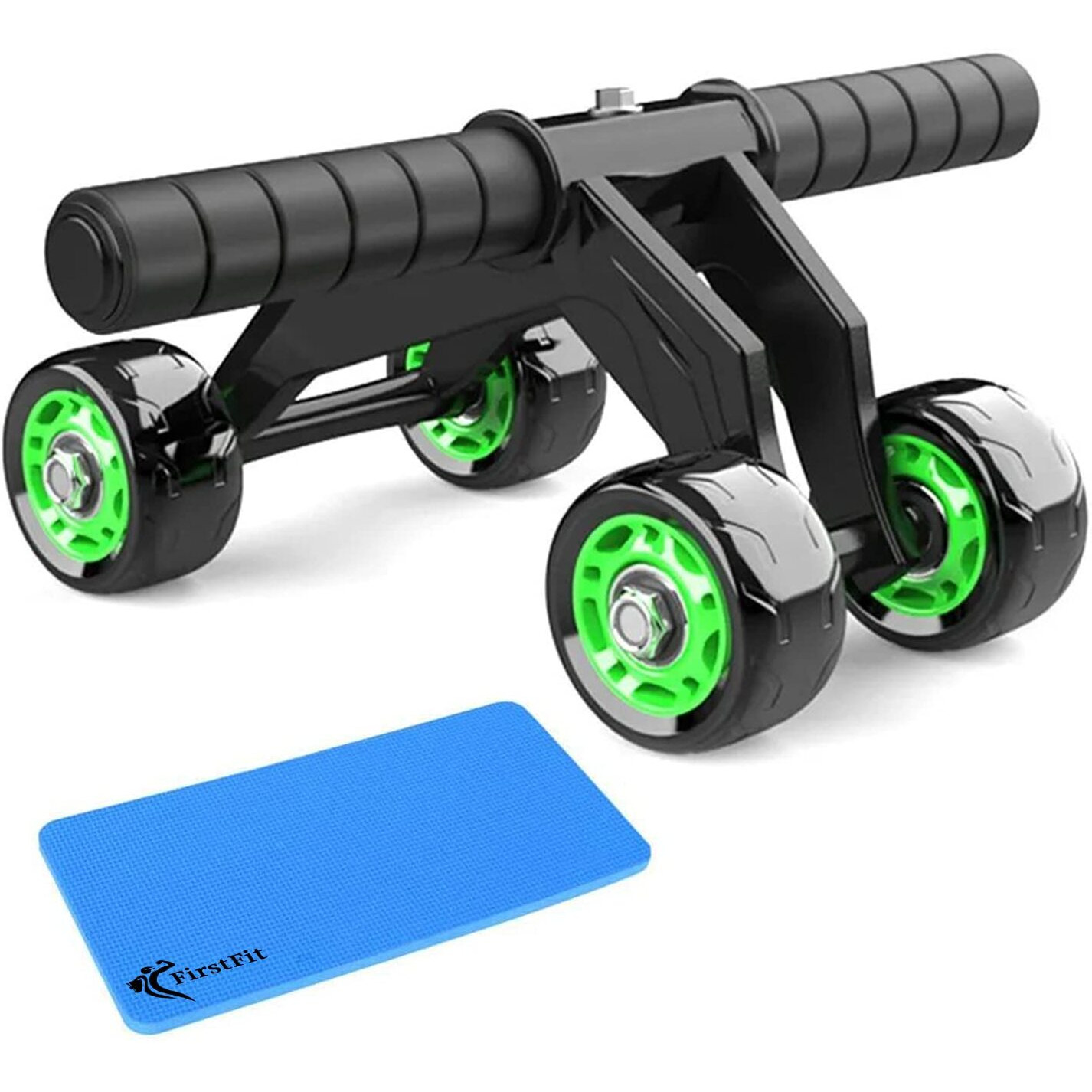 FirstFit Premium Abdominal Ab Roller with 4 Wheel Exercise Equipment for Workout with Knee Pad Mat - Multicolor