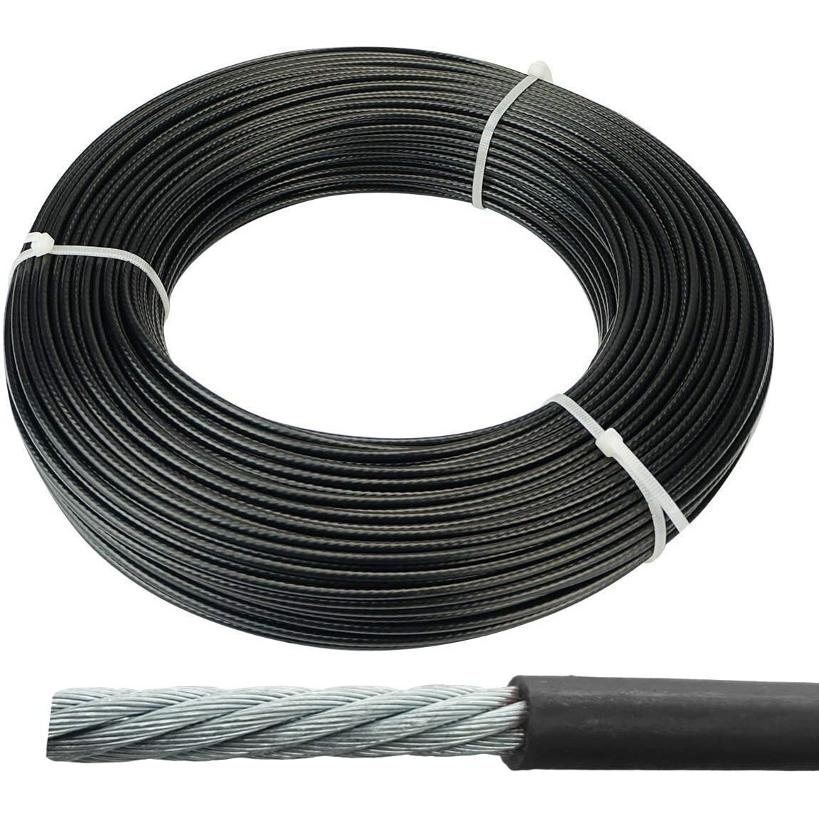 Shopoflux Gym Machine Wire Rope PU Coated Cable Inside Steel (Black) (5 MM, 5 Meter)