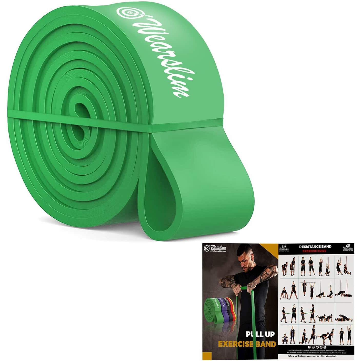 Wearslim Professional Pull Up Assist Band, Exercise Resistance Bands for Strength Training, Home Fitness, Crossfit, Stretch Exercises, Powerlifting, & Stretch Band (Heavy 25-50lbs)