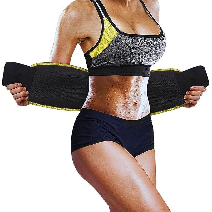 MALAN Weight Loss Hot Slimming Belt for Men, Women Belly Sweat Slim Belt Neoprene Fat Burning Sauna Waist Trainer Healthy Sweat, Weight Loss, Lower Back Posture Black (Free Size) (Yellow)