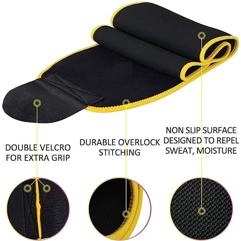 MALAN Weight Loss Hot Slimming Belt for Men, Women Belly Sweat Slim Belt Neoprene Fat Burning Sauna Waist Trainer Healthy Sweat, Weight Loss, Lower Back Posture Black (Free Size) (Yellow)
