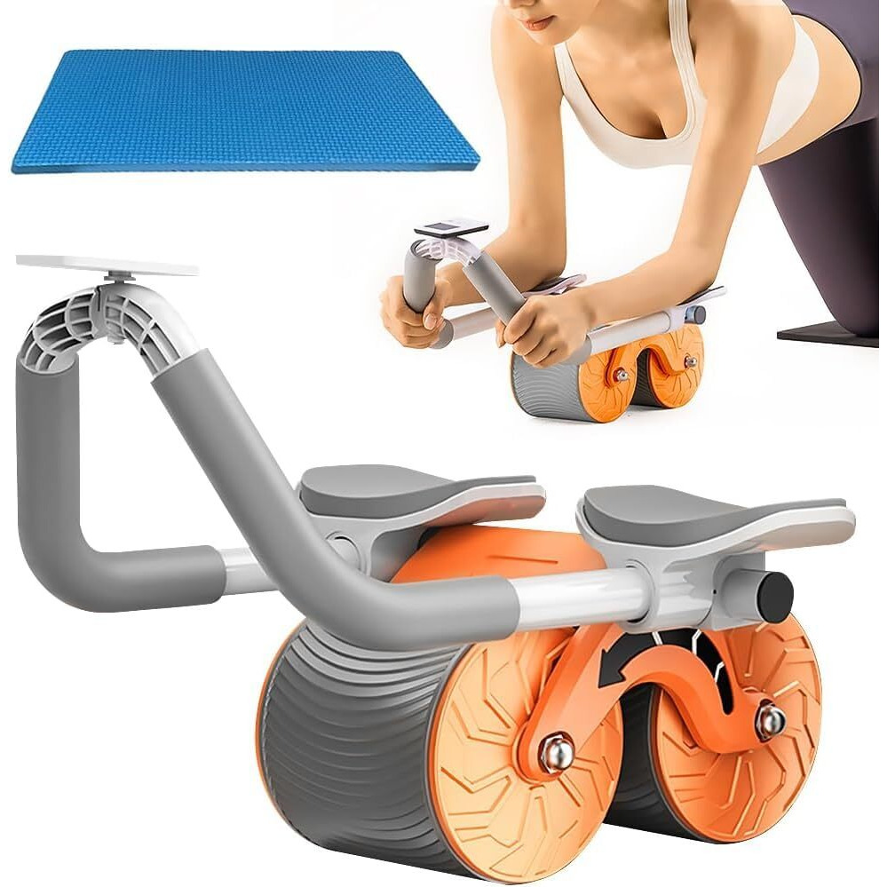 VETMOC Ab Roller Set with Handle and Silent Knee Pad Mat for Exercise Gym, Premium Abdominal Ab Roller with Phone Holder Ideal for Core workout, fitness & Exercise Home (Abs Roller Wheel)