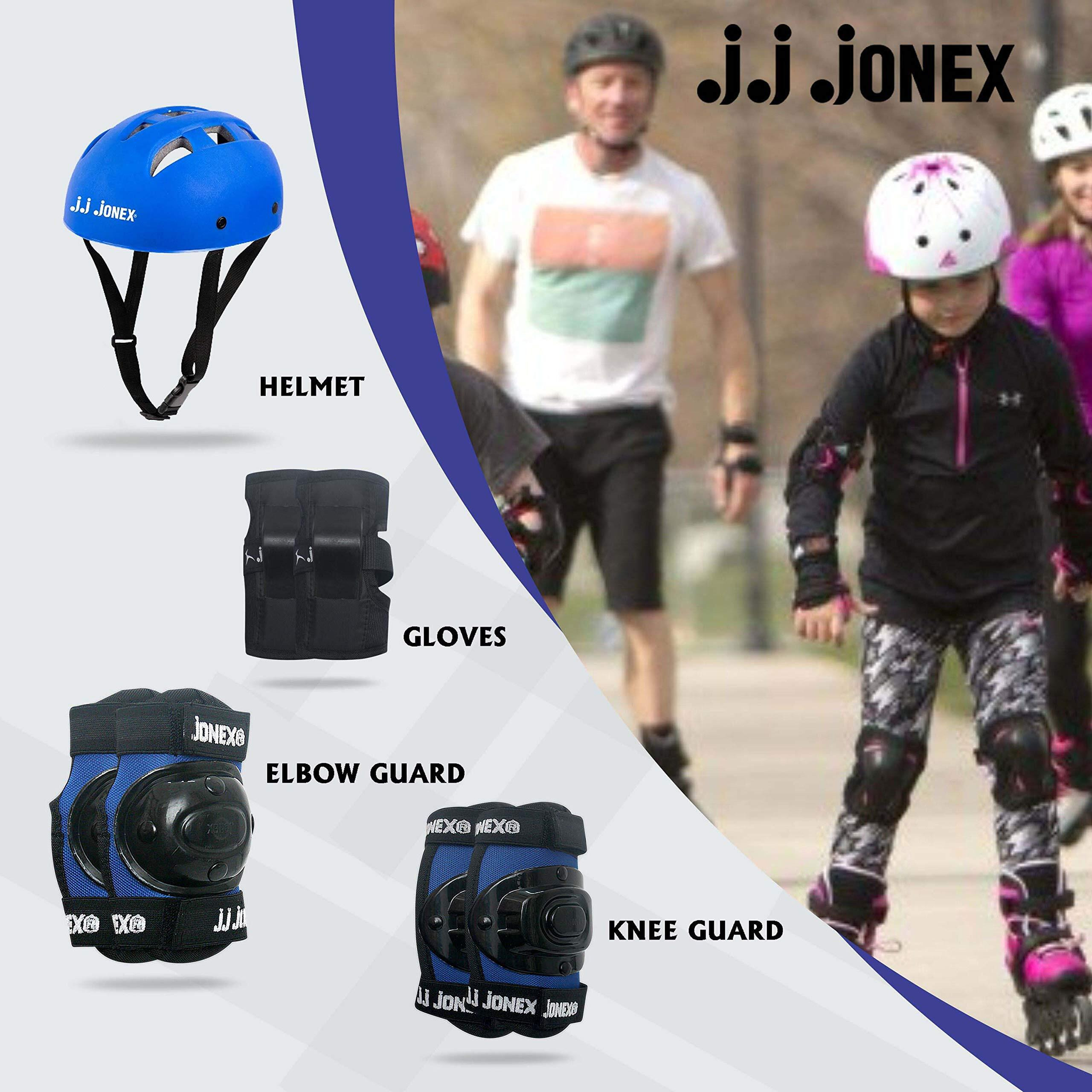 JJ JONEX Protective Set Skating and Cycling for Age 4 to 7 Years Skating Guard Combo (Small, Blue Full) (MYC)