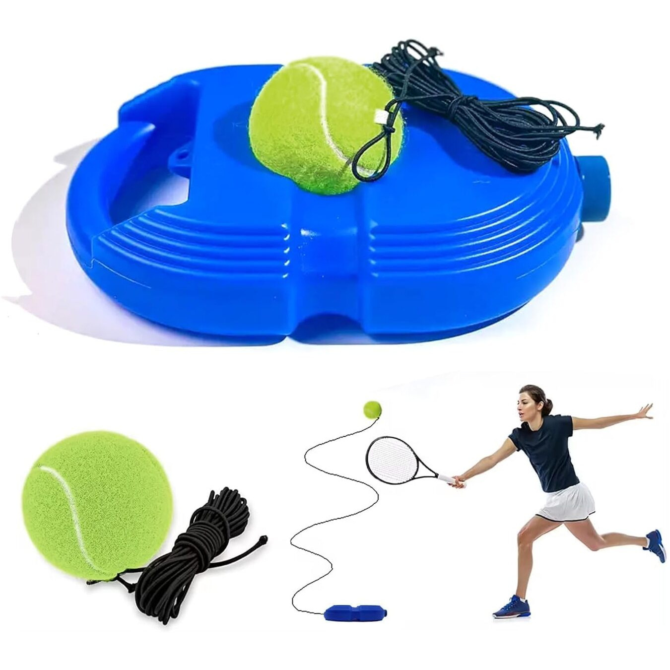 LANFFIA Tennis Trainer Rebound Ball,Solo Tennis Training Equipment for Self-Pracitce,Portable Tool,Tennis Rebounder Kit,Including (No Bat & Racket Included)(Portable) (Solo Practice Ball 1 PCS)