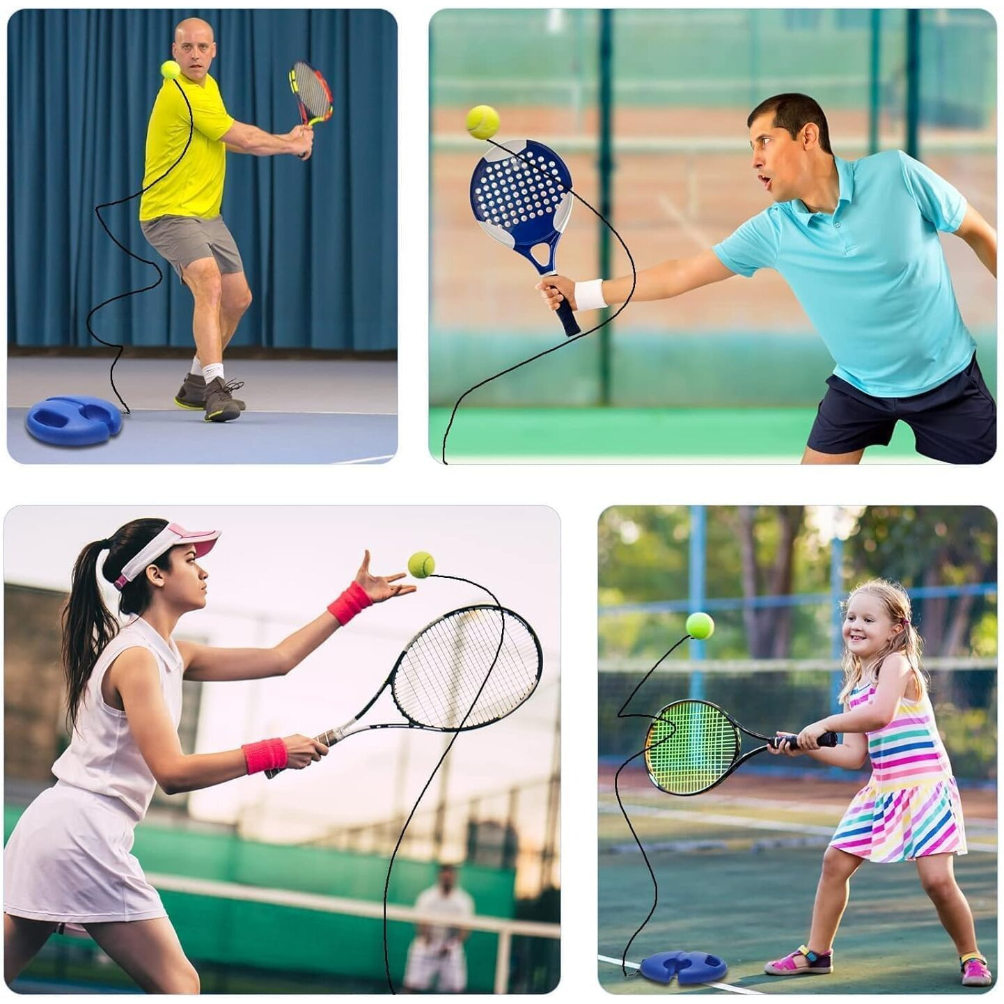 LANFFIA Tennis Trainer Rebound Ball,Solo Tennis Training Equipment for Self-Pracitce,Portable Tool,Tennis Rebounder Kit,Including (No Bat & Racket Included)(Portable) (Solo Practice Ball 1 PCS)