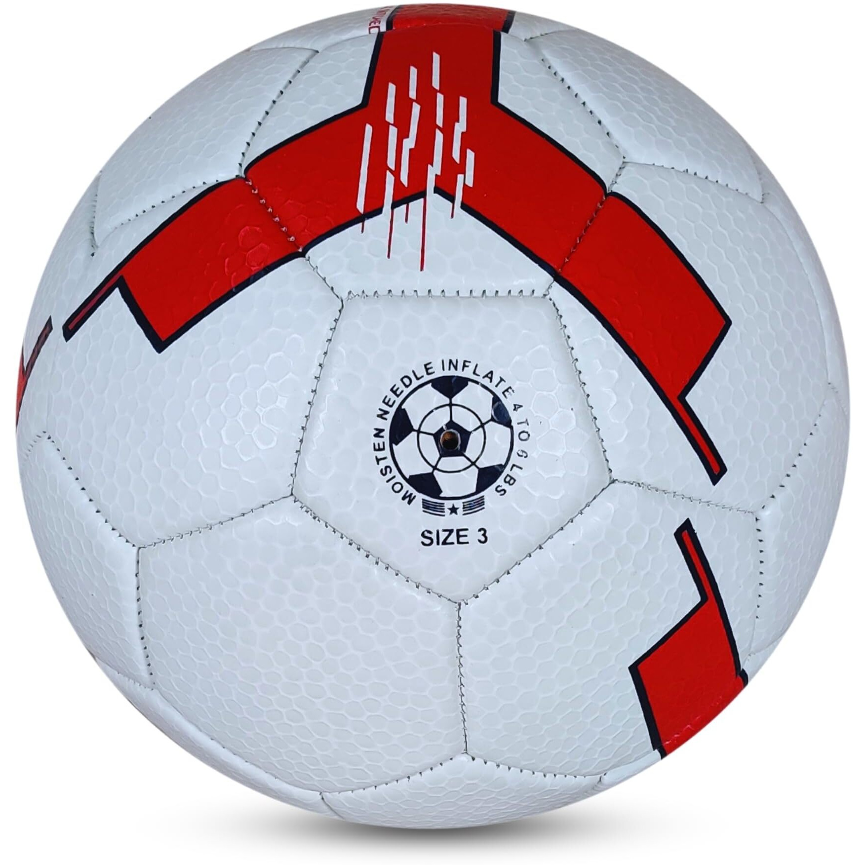 Prokick Precision Machine Stitched 32 Panel Football, Size 3 (White Red)