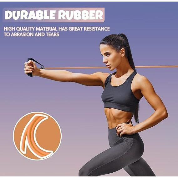 GOAT Resistance Tube Bands, Multipurpose Resistance Tube with Foam Handles, Door Anchor for Exercise, Suitable in Home & Gym Workout for Men & Women (Blue 40 LBS + Door Anchor)
