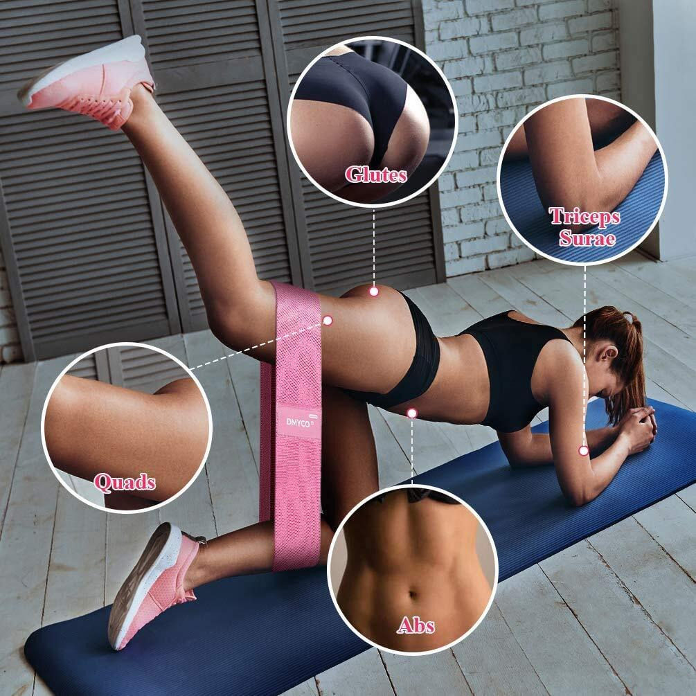 FirstFit Resistance Bands for Legs and Butt, Exercise Bands Set Hip Bands Wide Workout Bands Resistance Loop Bands Anti Slip Circle Fitness Band (Medium, 14.5 Inch) - Pink(Material Natural Rubber)