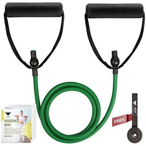 GOAT Resistance Tube Bands, Multipurpose Resistance Tube with Foam Handles, Door Anchor for Exercise, Suitable in Home & Gym Workout for Men & Women (Green 20 LBS + Door Anchor)