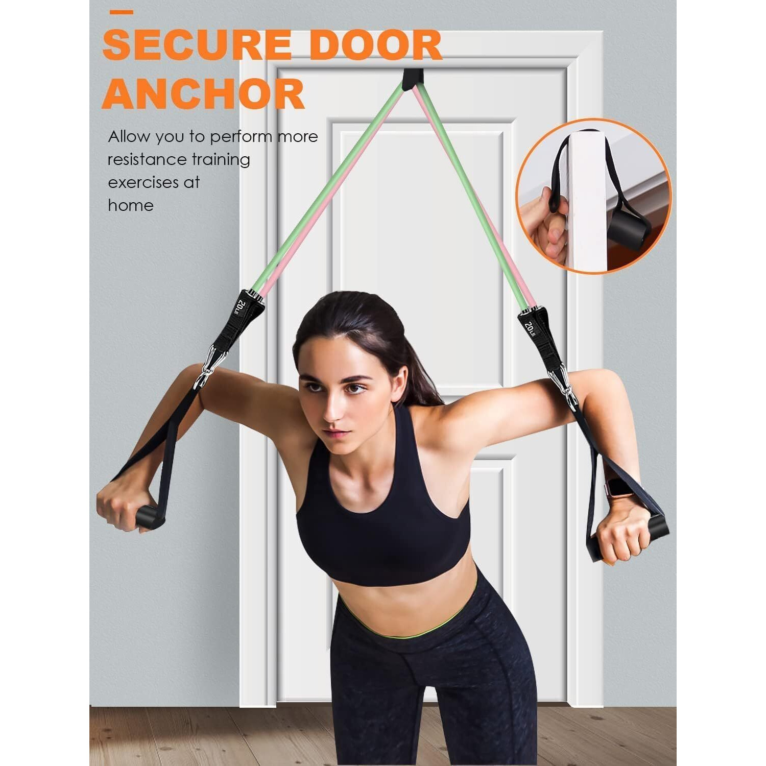 GOAT Resistance Tube Bands, Multipurpose Resistance Tube with Foam Handles, Door Anchor for Exercise, Suitable in Home & Gym Workout for Men & Women (Green 20 LBS + Door Anchor)