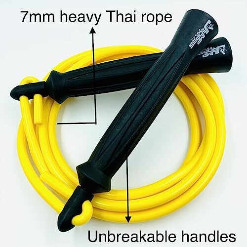 JUMP ROPES WORLD, HEAVY THAI JUMP ROPE FOR MENS,EXERCISE SKIPPING ROPE,BOXERS JUMP ROPE (8FT, YELLOW)