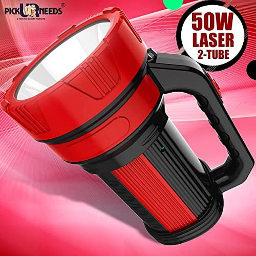 Pick Ur Needs Rechargeable Torch Search Light Laser Long Range Torch + Emergency Lights Tube (Color As per The Availablity) (50 Watt)