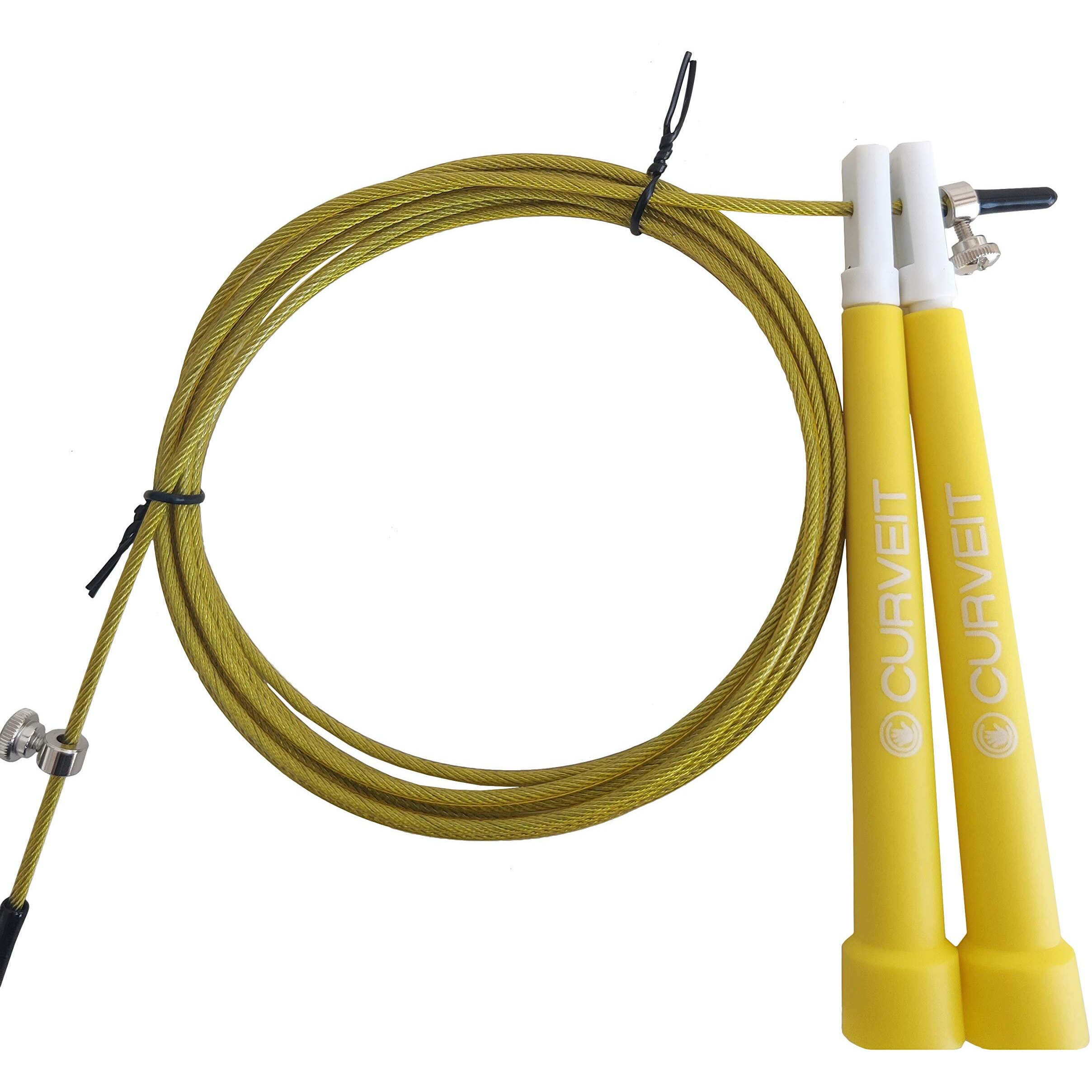 CURVEIT LEAP Speed Skipping Rope For Men, Women & Kids | 10 Feet Long Adjustable PVC Coated Steel Cable Wire Jump Rope | Designed For Beginners And Advanced Levels | Light Weighted Handles Cause Less Arm Fatigue | Can Do 2 To 3 Rounds Per Second