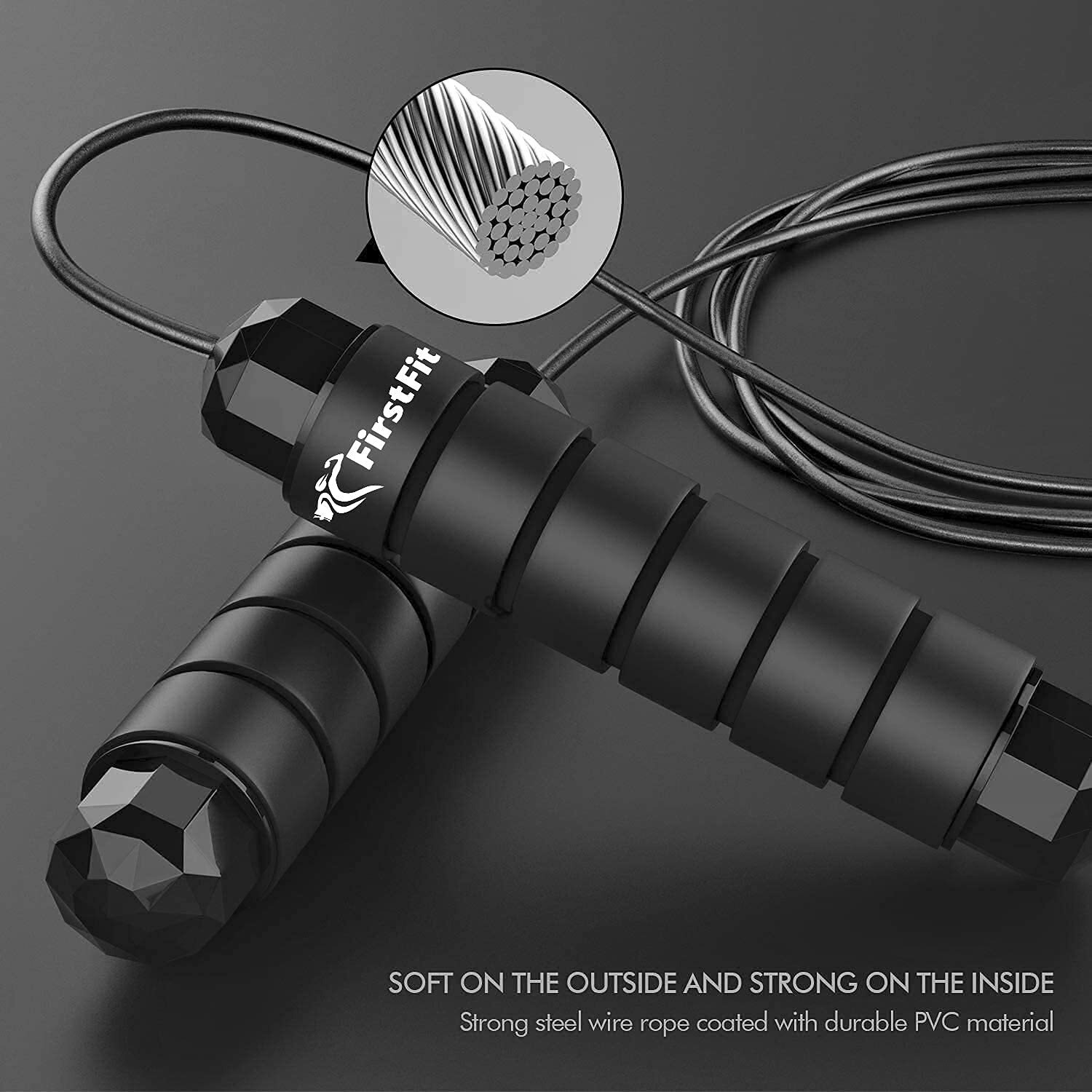 FirstFit Polyvinyl Chloride Jump Rope Tangle-Free Rapid Speed Jumping Rope Cable with Ball Bearings for Women, Men, and Kids, Adjustable Steel Skipping Rope with Foam Handles -Assorted Color