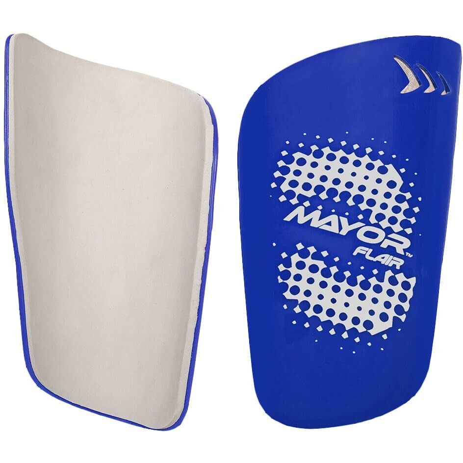 Mayor Flair Shin Guard for Young Kids and Adults, for Football Games, Matches, Training and Light Weight Shin Pads (Blue, Size- Large)