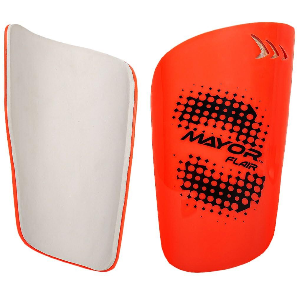 Mayor Flair Shin Guard for Young Kids and Adults, for Football Games, Matches, Training and Light Weight Shin Pads (Orange, Size- Large)