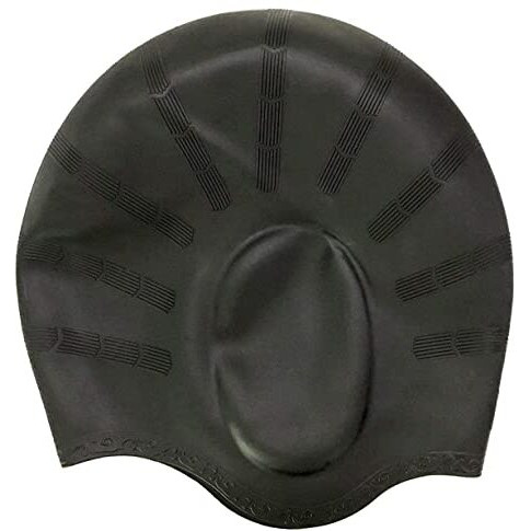Royals Hub Long Hair Swim Cap,Waterproof Silicone Swimming Cap for Adult Woman and Men(Black Or Blue)