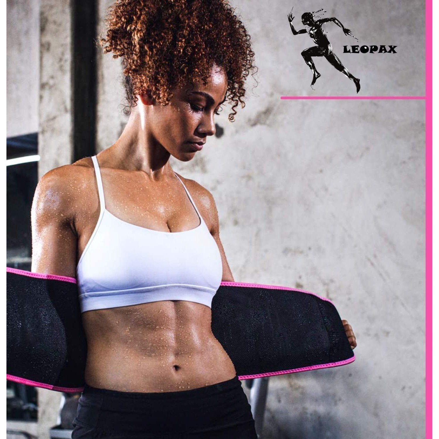 LEOPAX Neoprene Ab Trainer Waist Support Belt, Stomach Back Exercise Tummy Body Wrap for Men & Women - Pink (Size - 117CM)