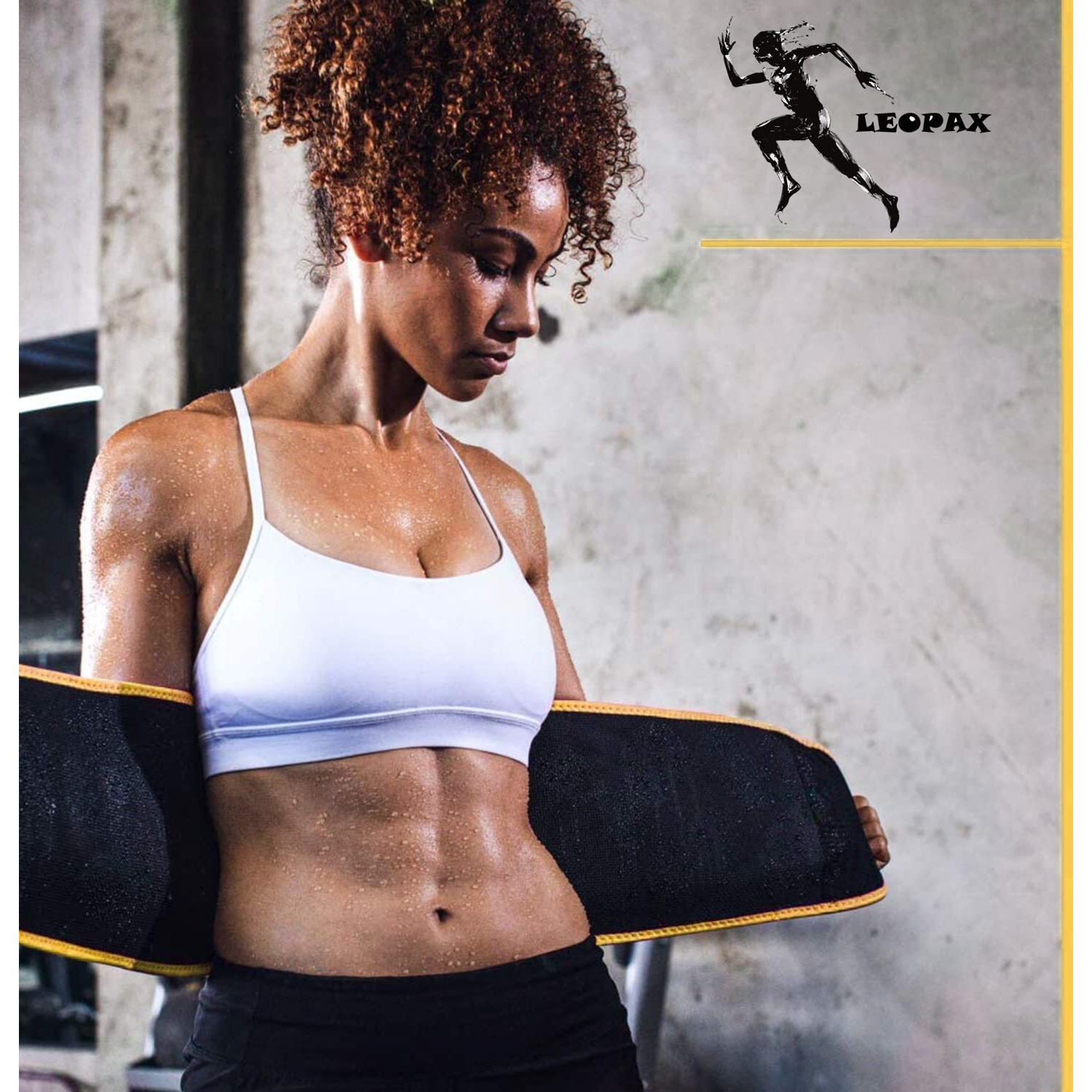 LEOPAX Neoprene Ab Trainer Waist Support Belt, Stomach Back Exercise Tummy Body Wrap for Men & Women - Yellow (Size - 117CM)