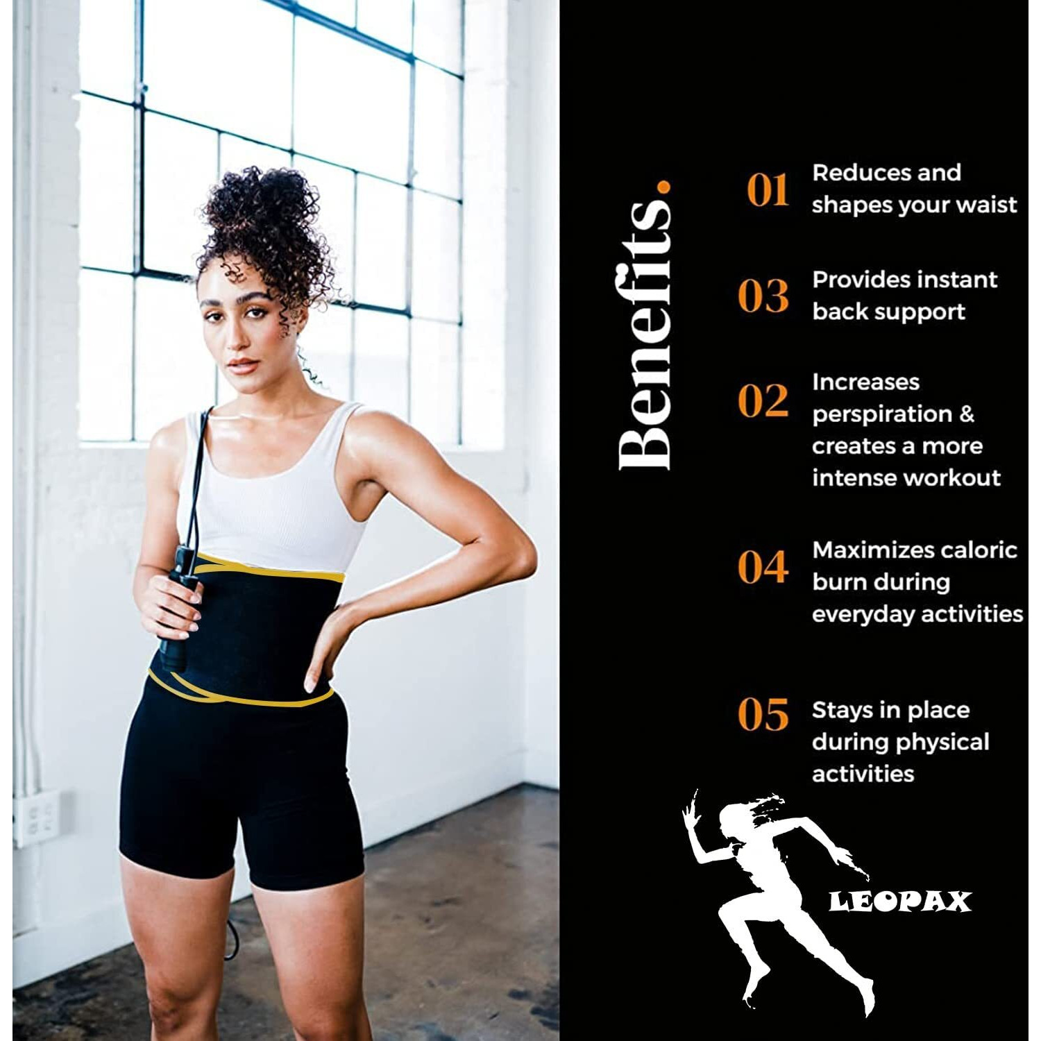 LEOPAX Neoprene Ab Trainer Waist Support Belt, Stomach Back Exercise Tummy Body Wrap for Men & Women - Yellow (Size - 117CM)