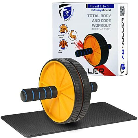 FirstFit Double Wheel Ab Roller with Non-Slip Handles & Knee Mat, Ab Wheel Exercise Equipment for Men and Women Workout - Multicolor
