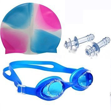 SportsFitt Men s Nylon Regular Fit Swimming Combo Kit, 28in to 34in - Swimming Short, Goggles, Silicone Cap, 2Pc Ear Plugs, 1 Pc Nose Clip, Swimming Suit (Multicolour, Free Size)