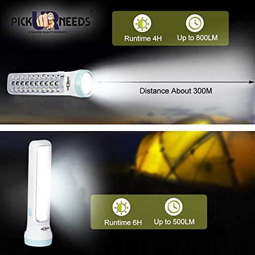 Pick Ur Needs Dual Mode Power Full Led Rechargeable Long Range Search Torch With Side 30 Led Torch Emergency Light (Color-As Per Availability, Plastic), 10000 Lumen
