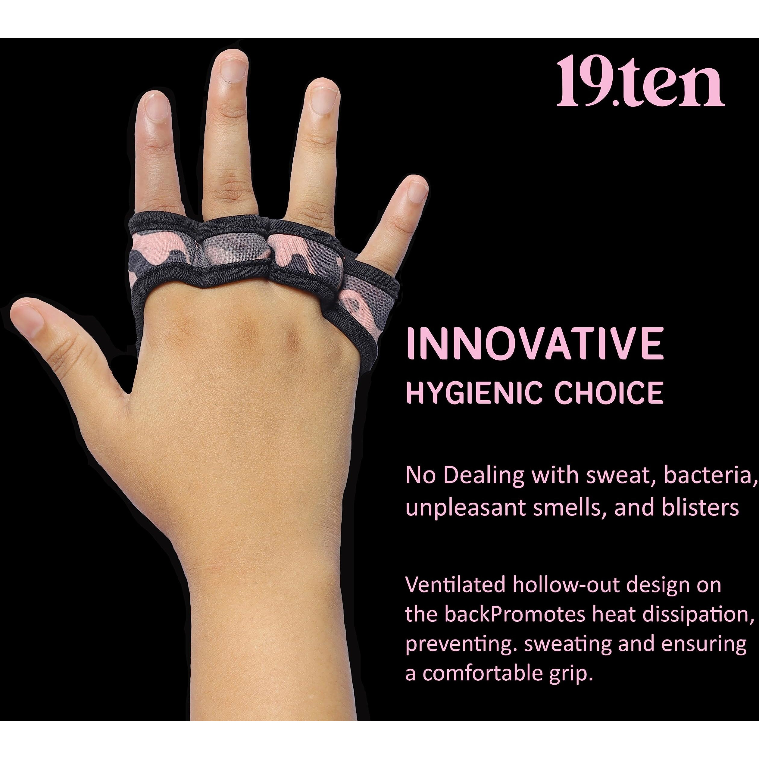 19.ten Leather Tarsus Palm Protector Fitness Grip Pads for Gym Exercise Fitness Workout Weight Lifting Training Gloves for Men Women (Small, Pink Camo)