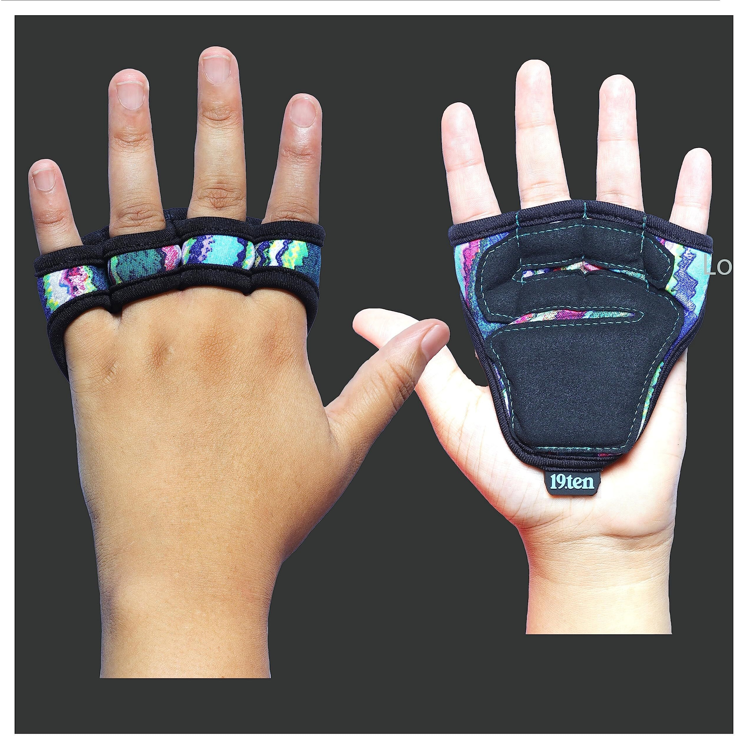 19.ten Leather Tarsus Palm Protector Fitness Grip Pads for Gym Exercise Fitness Workout Weight Lifting Training Gloves for Men Women (Small, Rainbow)