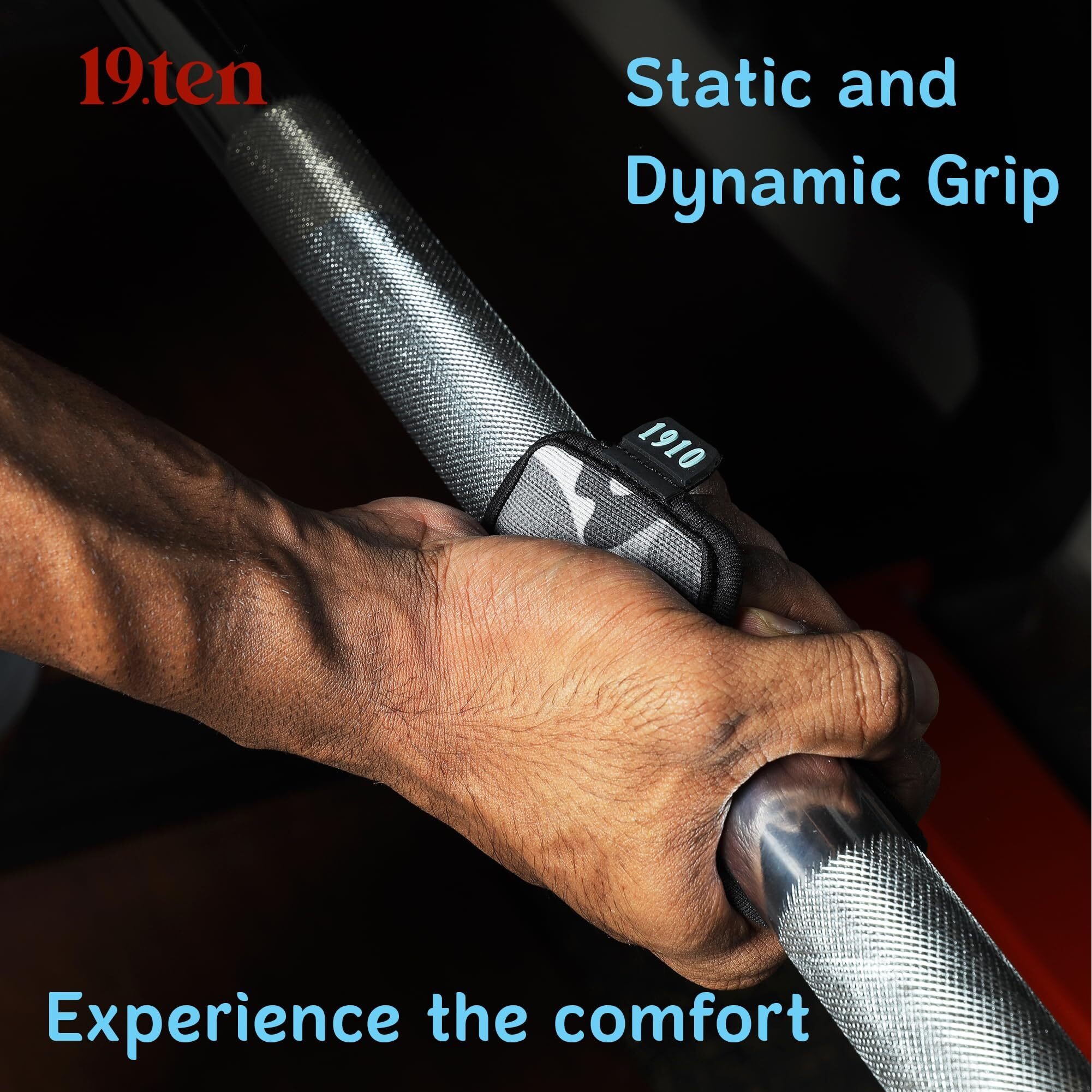 19.ten Leather Tarsus Palm Protector Fitness Grip Pads for Gym Exercise Fitness Workout Weight Lifting Training Gloves for Men Women (Small, Grey Camo)