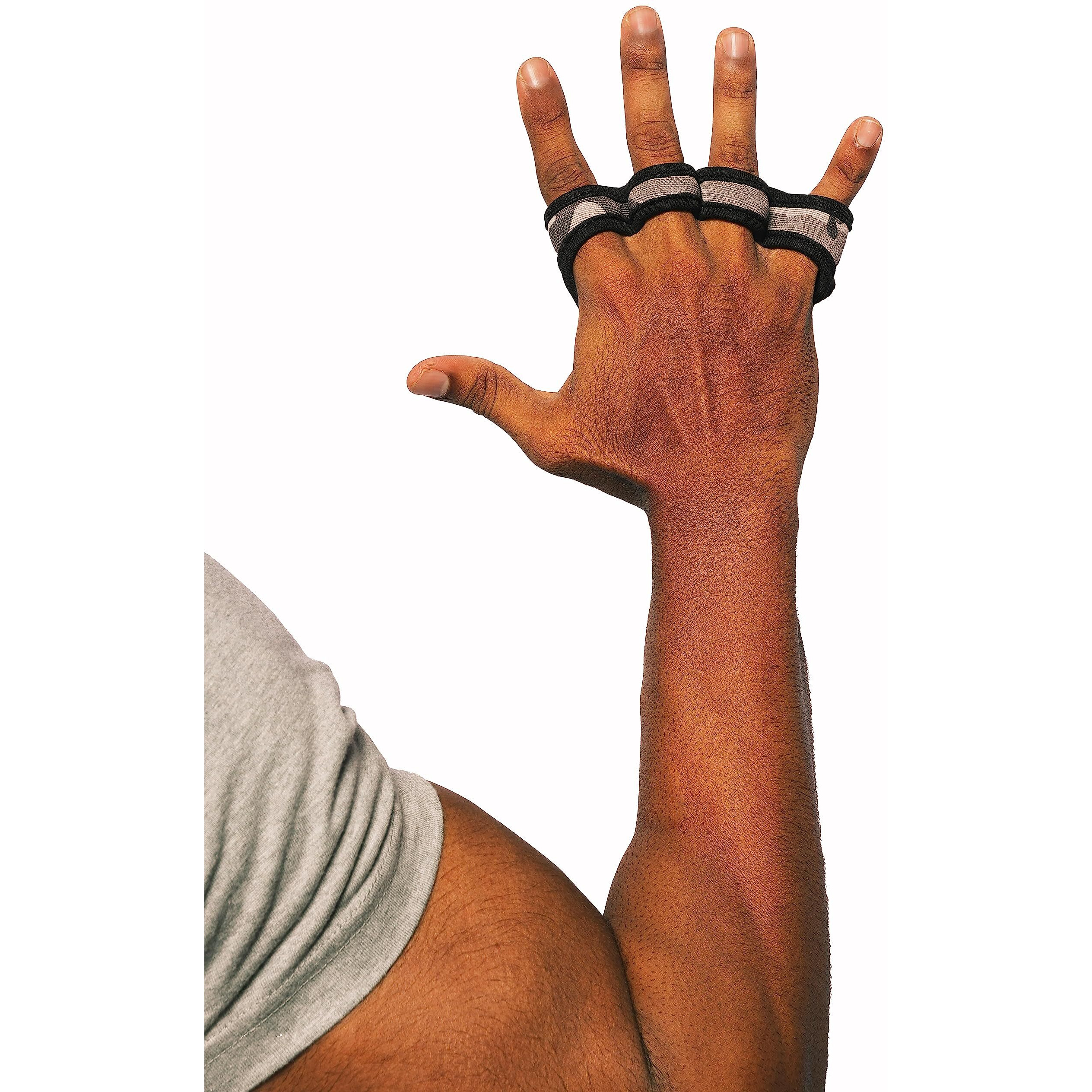 19.ten Leather Tarsus Palm Protector Fitness Grip Pads for Gym Exercise Fitness Workout Weight Lifting Training Gloves for Men Women (Extra Large, Grey Camo)