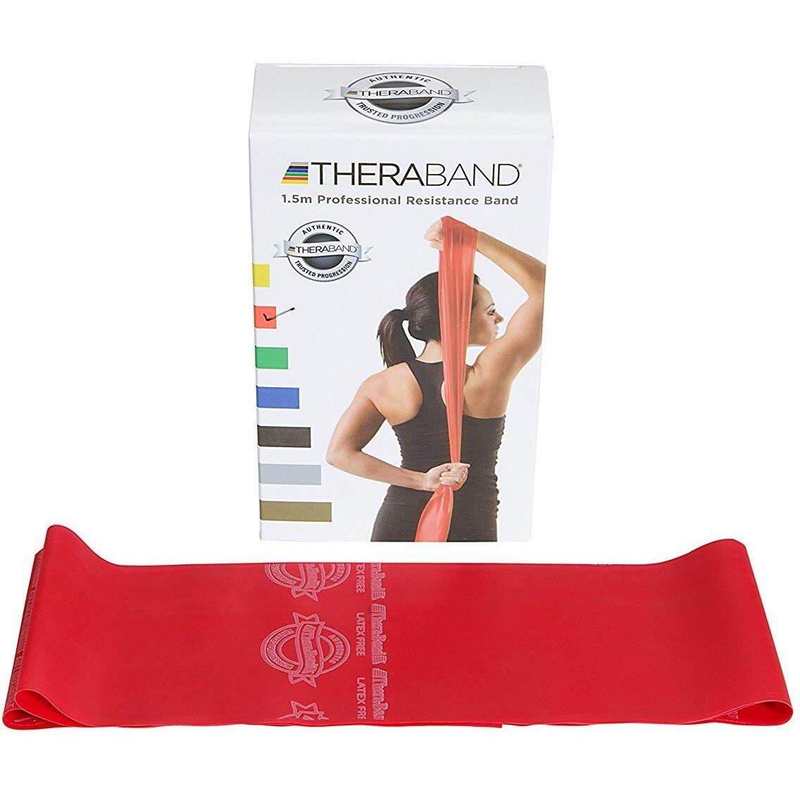 Theraband Non Latex Exercise Bands for Physio Practice and Beginners. (Red, 4 Ft.)