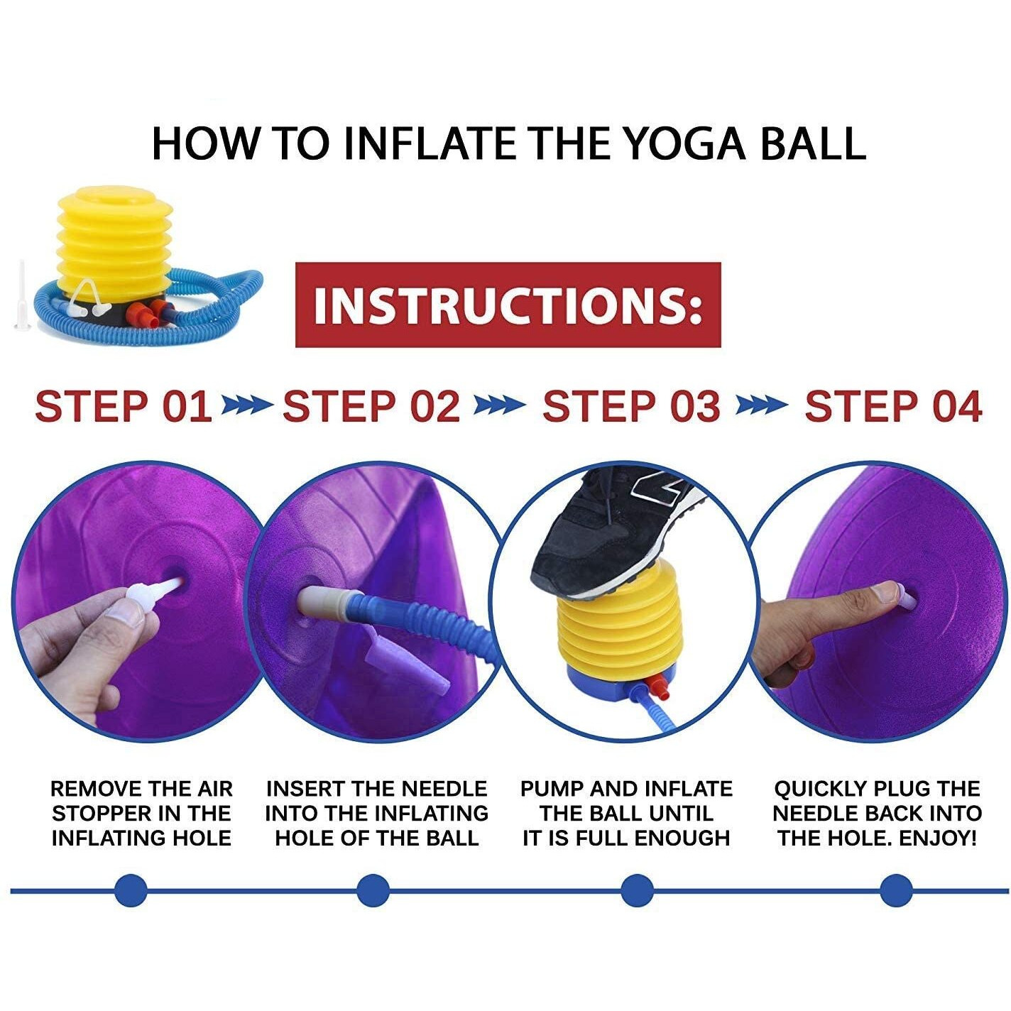 AVMART Anti-Burst Exercise Gym Ball with Pump, Anti-Slip Balance Stability Ball, Heavy Duty Fitness Yoga Ball, Extra Thick Swiss Birthing Ball, Purple (75CM)