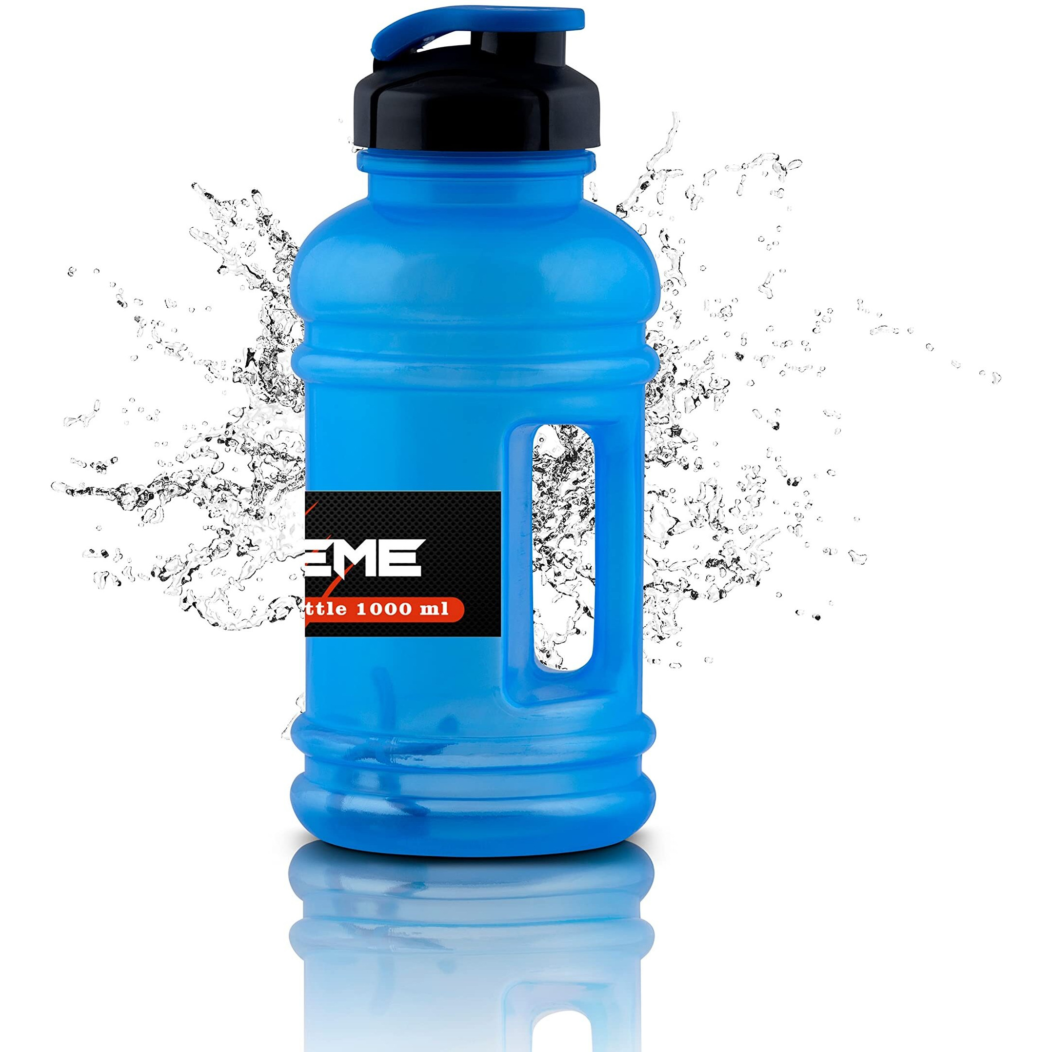 DOVEAZ XTREME Sports Water Bottles for Office use Protein Shaker Bottle Gallon Water Bottle (1 LTR)(1000 ml) with Mixer Ball (BPA-Free, Unbreakable, Freezer Safe) (BLUE)