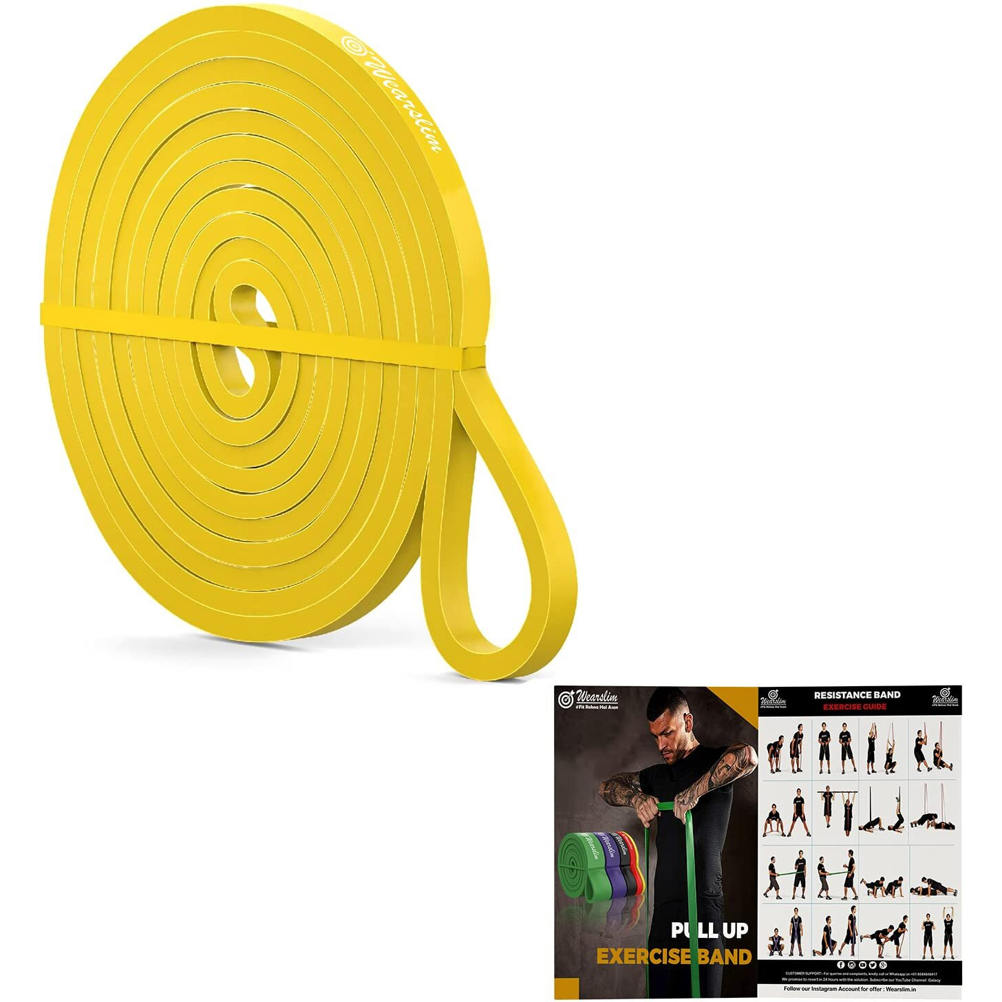 Wearslim Professional Pull Up Exercise Resistance Bands for Strength Training, Crossfit, Stretching, Powerlifting, Mobility, Rehabilitation Stretch Rubber Band - Size (8-15lbs)