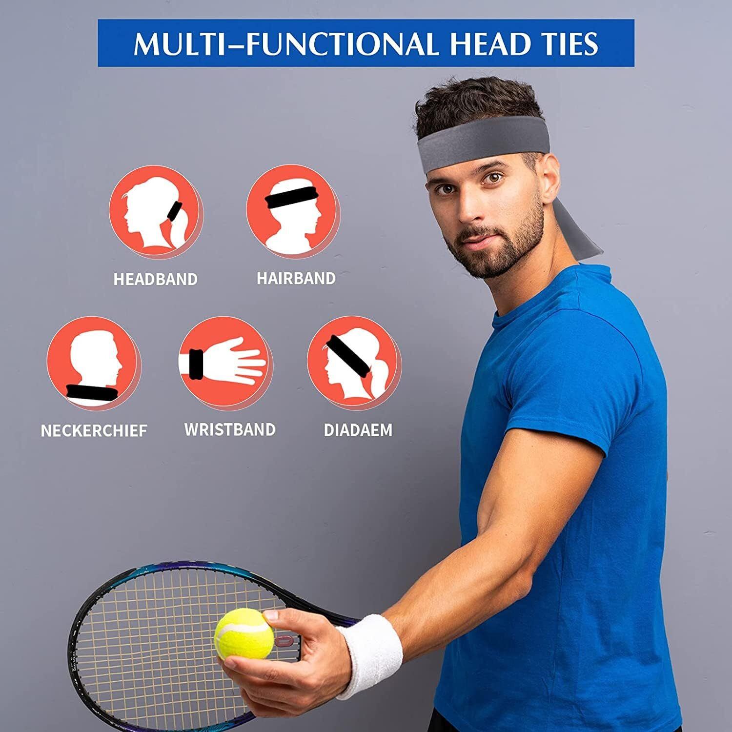 PAROPKAR Men Women Sport Running Headband Moisture Wicking Workout Stretchy Moisture Wicking Hairband for Cricket Football Basketball Running Cycling Yoga Band