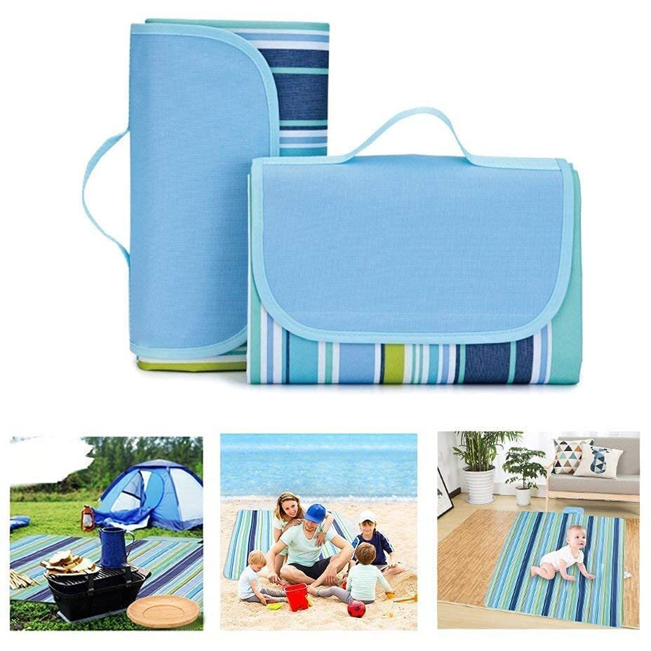 LNT Polyester Extra Large Size Beach Outdoor Portable And Foldable Picnic Square Mat Camping & Hiking Waterproof Sleeping Mat Rug For Big Size Family Picnic Mat, 180 Cm, 150 Cm,Multicolor