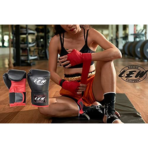 LEW 12OZ Black Red Training Boxing Gloves