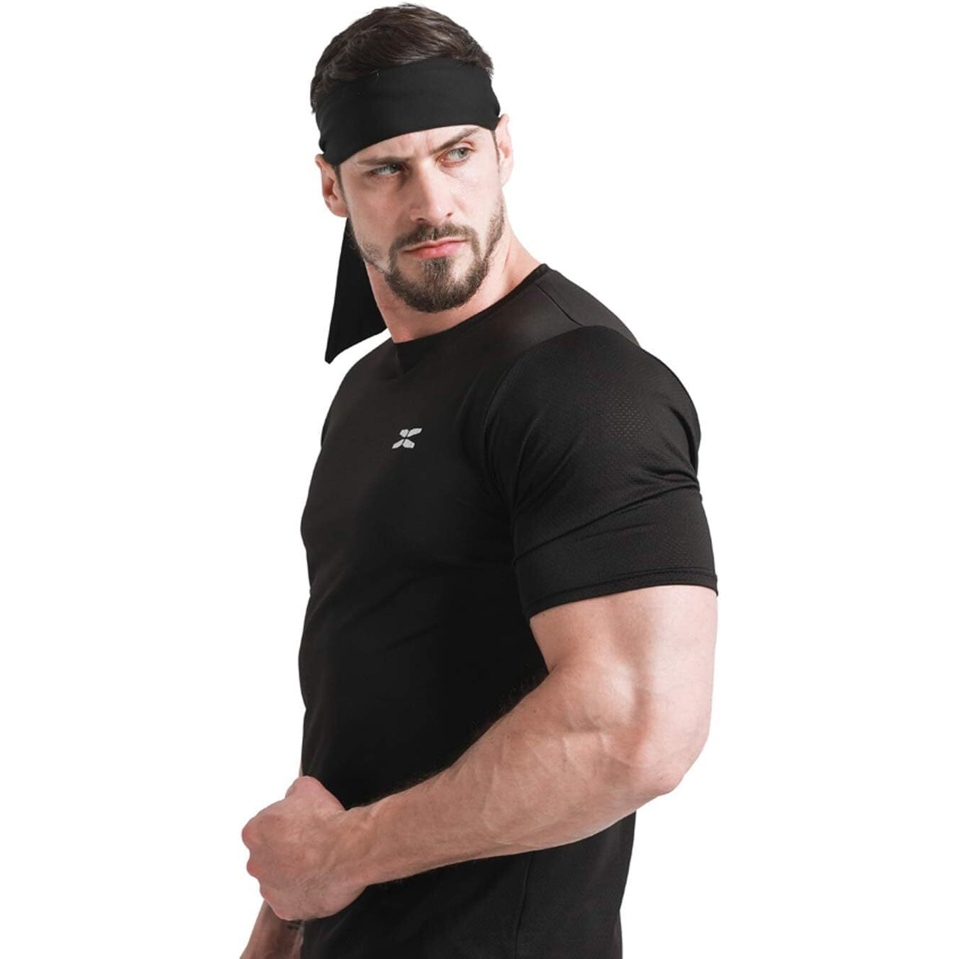 PAROPKAR PAROPKAR Tie Headband Men Women Sweat Wicking Workout Running Sport Headhand Head Band for Cricket Yoga Golf Gym Camping RunningTennis (Black) (Black)