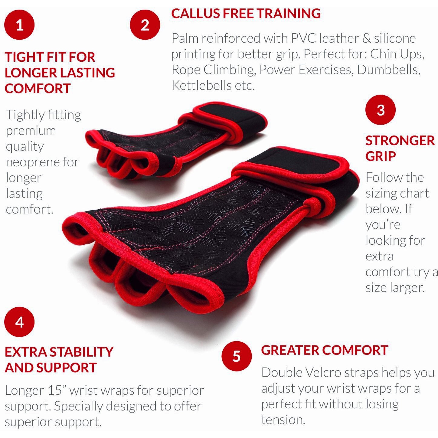 Kobo WTG-18-RED-XL Hand Protector for Fitness Training with Wrist Support, XL (Multi Colour)
