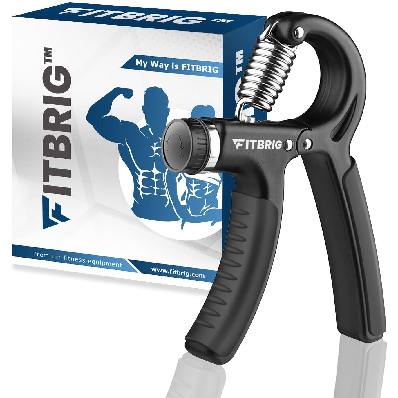 FITBRIG Professional Adjustable Hand Grip Strengthener Home Gym Workout Exercise Equipment Perfect for Finger & Forearm Hand Exercises & Strength Building for Men & Women (Black)
