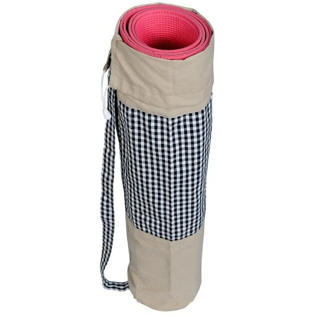 alemah Cotton Yoga Workout Mat Holder Cover Carry Bag only, with Draw String and Shoulder Strap, 28  Length x 6  Dia, Beige (Pack of 4 Pieces).