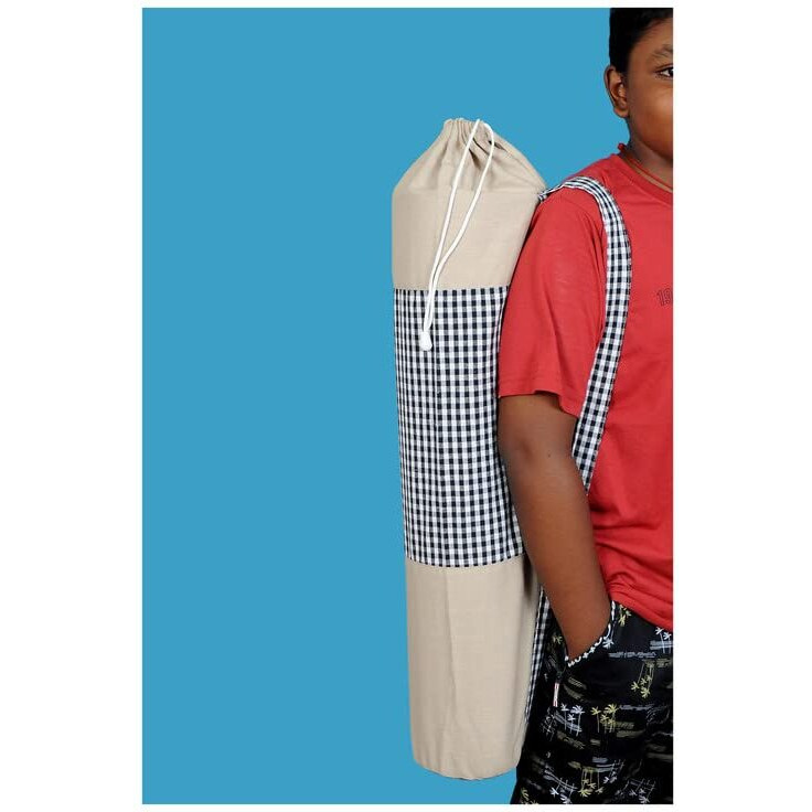 alemah Cotton Yoga Workout Mat Holder Cover Carry Bag only, with Draw String and Shoulder Strap, 28  Length x 6  Dia, Beige (Pack of 4 Pieces).