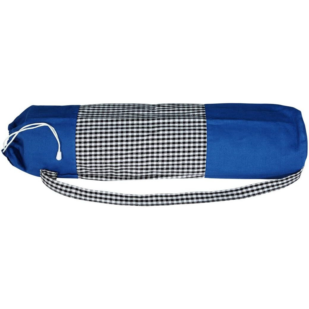 alemah Cotton Yoga Workout Mat Holder Cover Carry Bag only, with Draw String and Shoulder Strap 28  Length x 6  Dia, Blue (Pack of 4 Pieces)