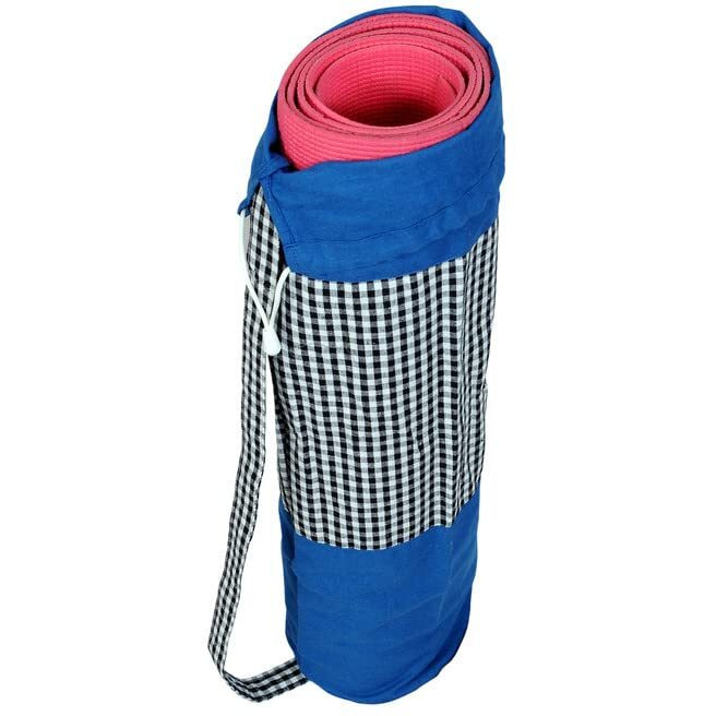 alemah Cotton Yoga Workout Mat Holder Cover Carry Bag only, with Draw String and Shoulder Strap 28  Length x 6  Dia, Blue (Pack of 4 Pieces)